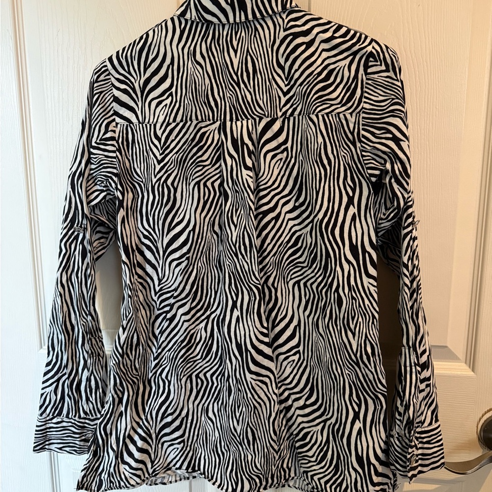 Michael Kors Black and White Zebra Print Shirt - Picture 4 of 4